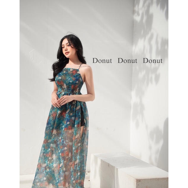 Maxi voan hoa xẻ đùi