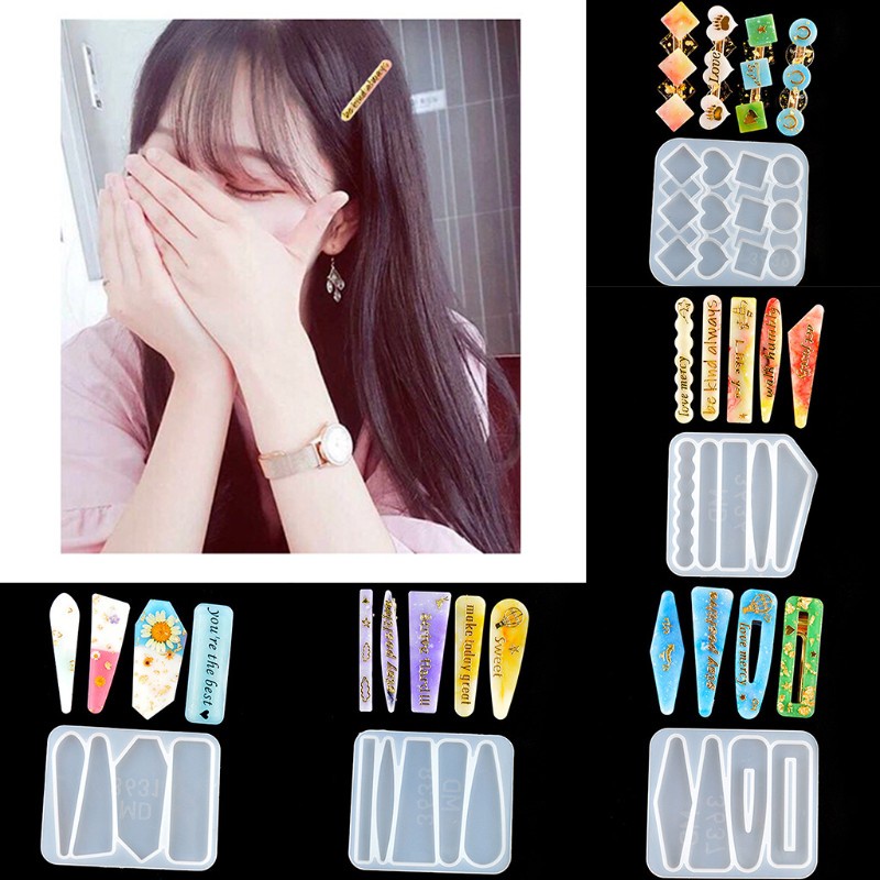 Khuôn silicon đổ nhựa resin Epoxy Acrylic kiểu dáng hình học dùng đúc kẹp tóc/móc khóa/đánh dấu trang thủ công DIY