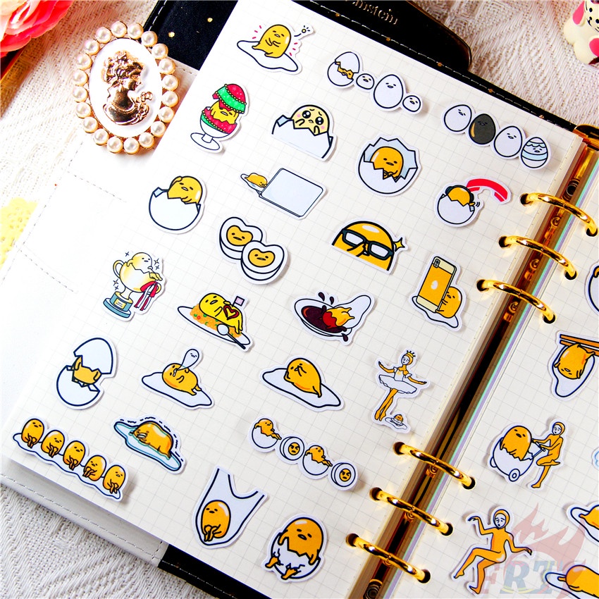 ★★★ Sticker Gudetama Q-8 Dán Trang Trí Nhật Ký ★★★ Set 50 Sticker Dán Trang Trí Album Thời Trang