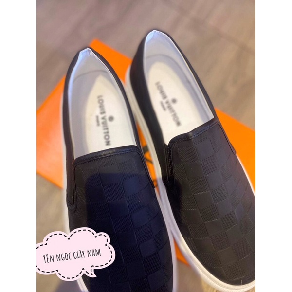 Giày slipon louis vuitton đen siêu cấp . Giày thể thao nam LV kèm hộp