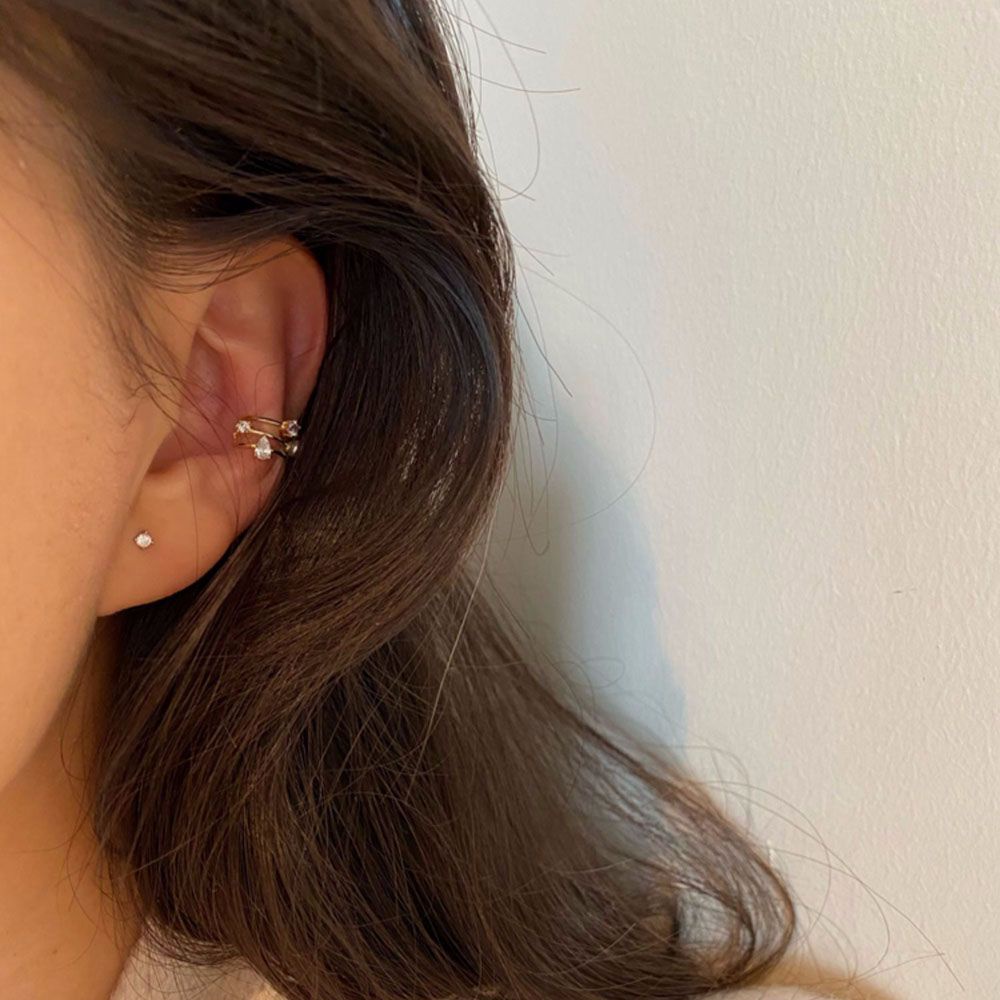 Khuyên Kẹp Vành Tai Đính Đá Zircon / Ngọc Trai Thời Trang Thanh Lịch