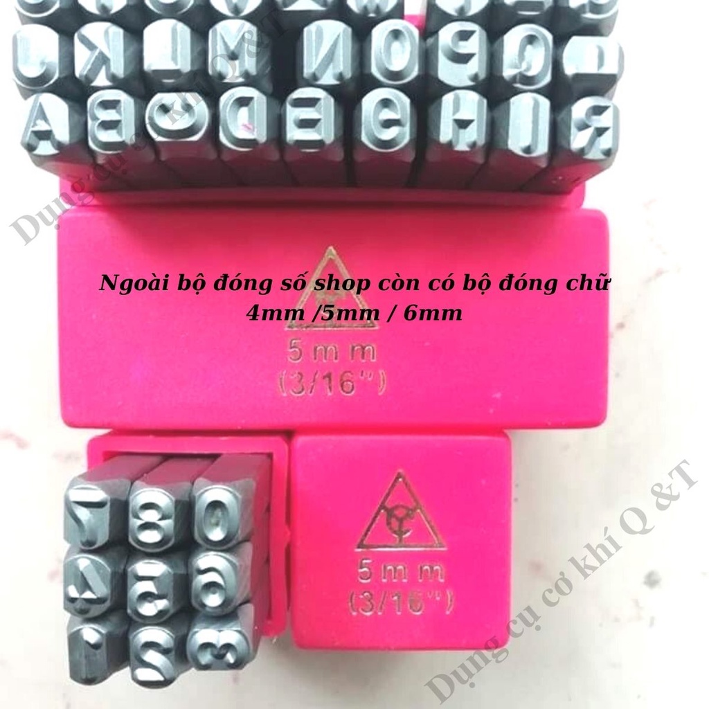 Bộ đục số , Bộ đóng số trên kim loại đóng khung xe máy YC602 xuôi 4mm 5mm 6mm