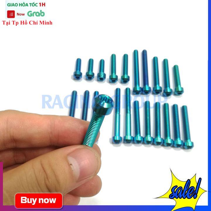 Bộ Ốc Lốc Máy GR5 Gắn Xe Máy Ex135 22 Con Màu Titan và Lục Bảo