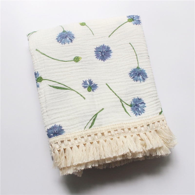 Chăn Quấn Em Bé Bằng Cotton Nguyên Chất Phối Tua Rua Dùng Làm Đạo Cụ Chụp Ảnh