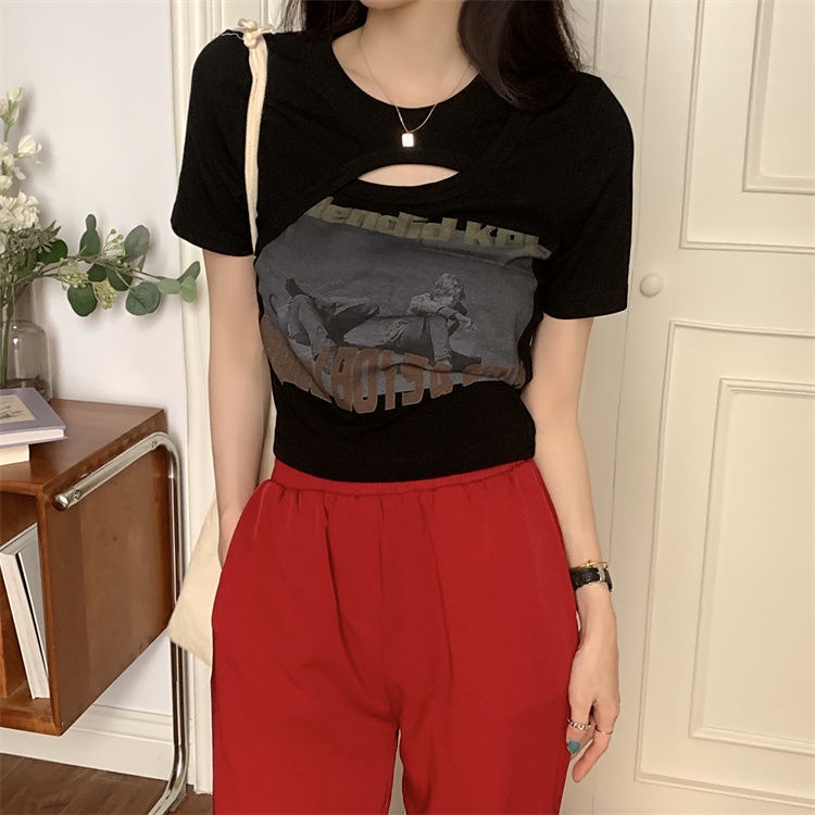 Áo thun ngắn tay thời trang mùa hè độc đáo cho nữ