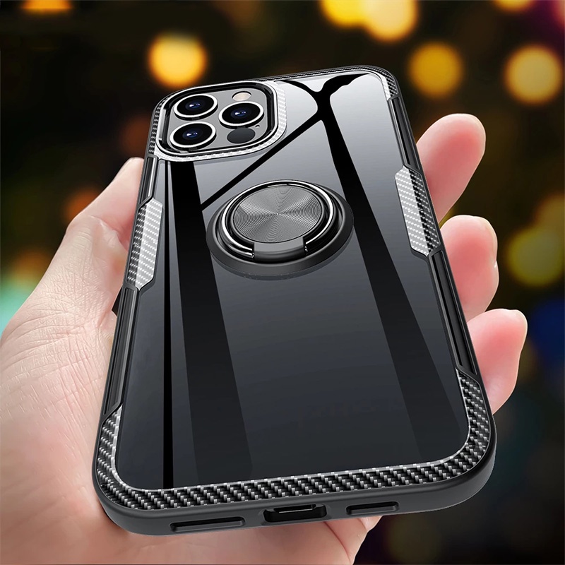 Ốp Điện Thoại Trong Suốt Có Vòng Đỡ Nam Châm Cho iPhone 13 12 11 Pro Max 13 Mini XS Max X XR 8 7 Plus SE 2020 SE 2022