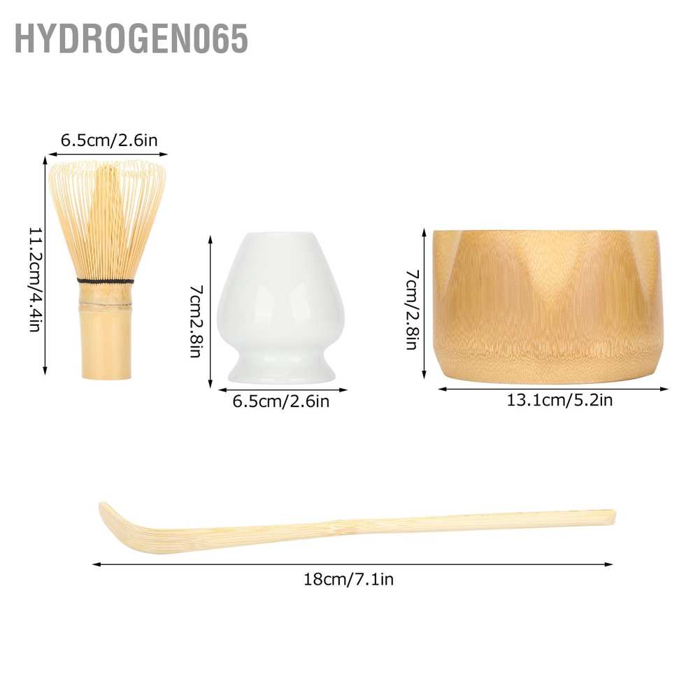 Hydrogen065 Matcha Making Tool Set Bamboo Tea Whisk Scoop Bowl Ceramic Holder Teaware