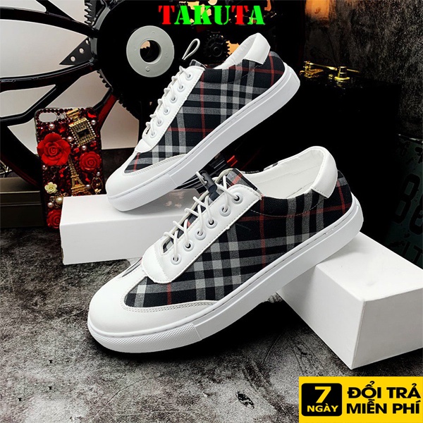 Giày Sneaker Nam thể thao màu trắng cổ cao cho học sinh phong cách Hàn Quốc TAKUTA mã CXG