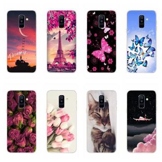 Ốp điện thoại TPU mềm họa tiết hoa hồng nhiều màu cho Samsung Galaxy A6 A6Plus A8 Plus A7 A9 2018
