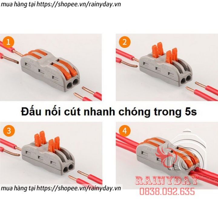 Đầu khớp cút cầu nối nhanh dây điện siêu nhanh siêu tiện lợi 2P 2 đầu 4 cổng an toàn thông minh