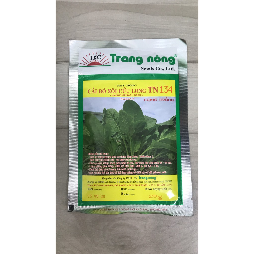 Gói 20gr cải bó xôi chất lượng nảy mầm tốt trang nông
