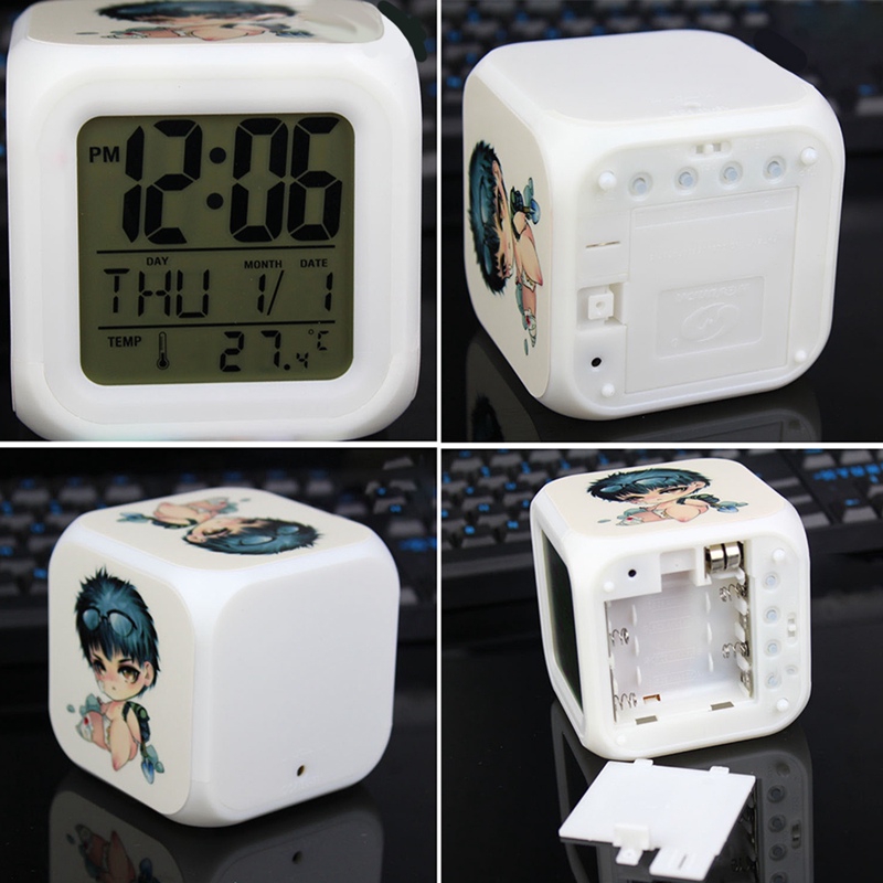 Đồng Hồ Báo Thức Điện Tử Đèn Led 7 Màu Hình Anime Naruto Sasuke