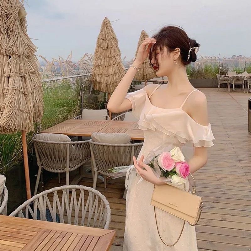 Váy hai dây trễ vai dáng dài đuôi cá siêu xinh- Hàng cao cấp