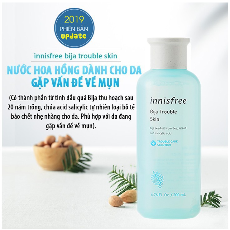 Nước Hoa Hồng Cho Da Dầu, Da Mụn Innisfree Jeju Bija Anti-Trouble Skin 200ml