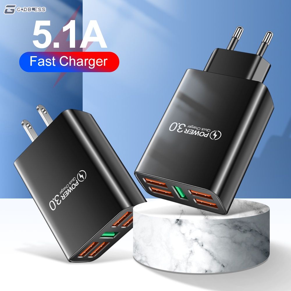 Bộ 5 đầu sạc USB nhiều cổng tiêu chuẩn Âu Mỹ cho điện thoại di động