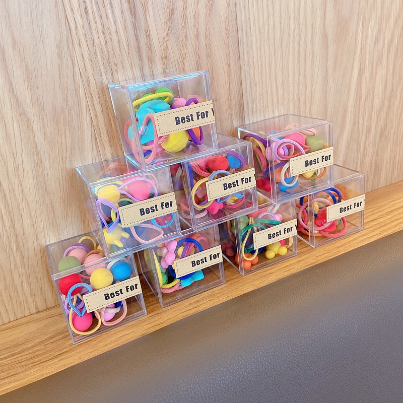 Set 10 dây buộc tóc co giãn họa tiết hoạt hình nhiều màu sắc phong cách Hàn Quốc