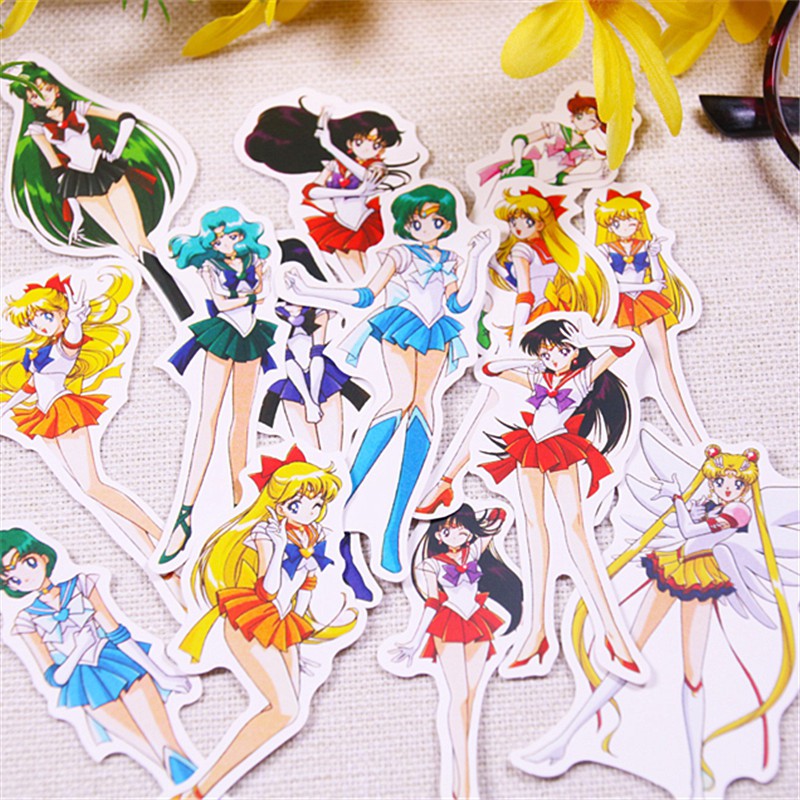 14Pcs/set ❉ Sailor Moon Tsukino Usagi Diary Stickers ❉ DIY Fashion Mixed Scrapbooking Doodle Decals Stickers