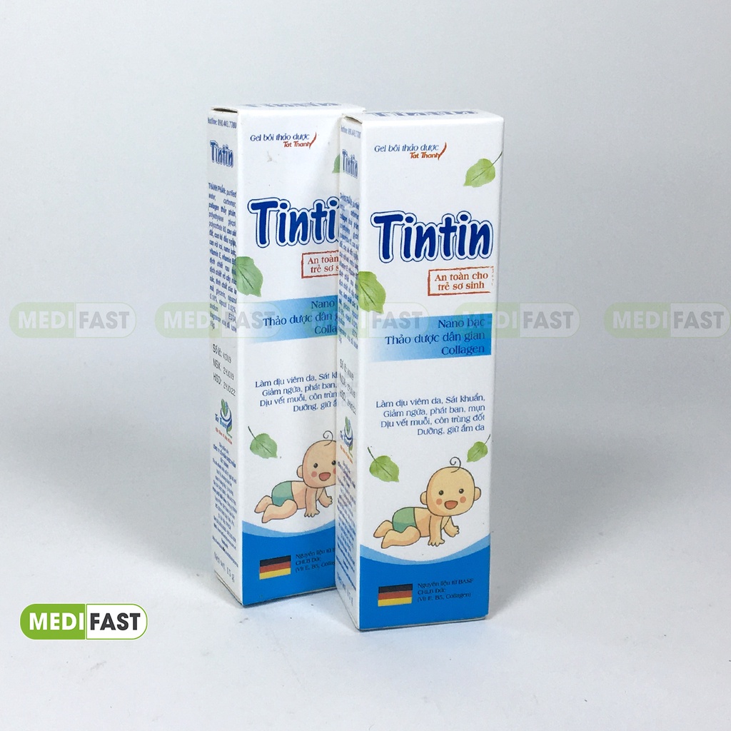 Gel bôi thảo dược ngăn ngừa hăm cho bé TinTin - Tuýp 15g có chứ Nano Bạc và Collagen giúp dưỡng da cho bé