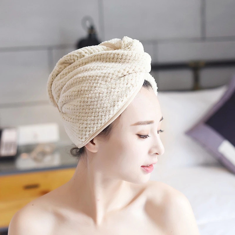 Khăn Tắm Quấn Đầu Nhanh Khô Bằng Sợi Siêu Nhỏ Hình Gấu Dễ Thương Cho Nữ