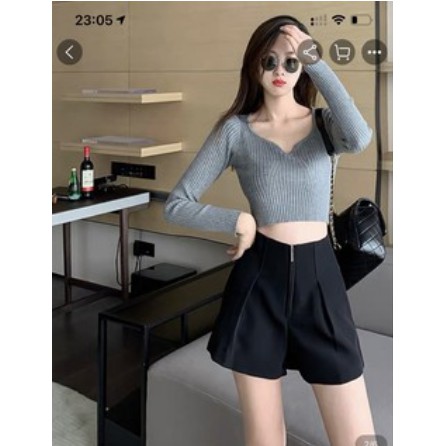 Quần Short Nữ 💖FREESHIP💖 Quần Xếp Ly Phồng Quần Cạp Cao Bo Eo Có Khóa