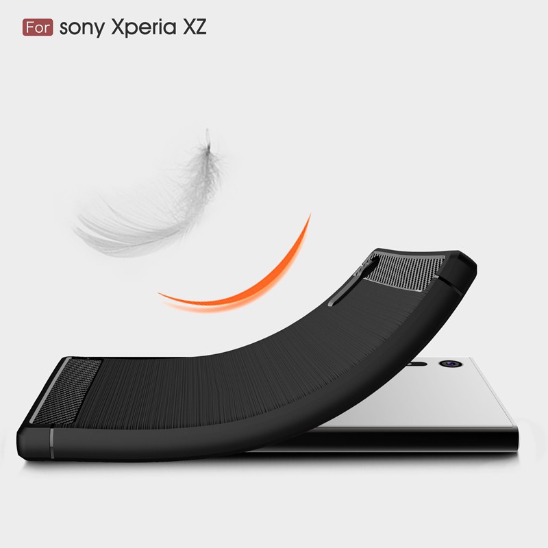 Ốp điện thoại silicon chống sốc phủ sợi carbon cao cấp bảo vệ Sony Xperia XZ XZS