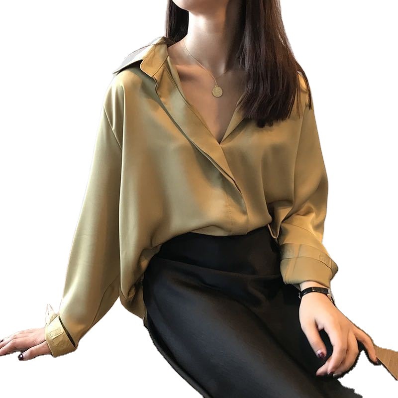 Áo sơ mi lụa nữ bigsize form dáng rộng công sở tay dài cao cấp dày dặn không nhăn mát mịn Hàn Quốc nhiều màu N-2