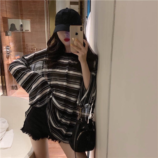 Áo thun sọc đen trắng Ulzzang cá tính