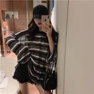 Áo thun sọc đen trắng Ulzzang cá tính