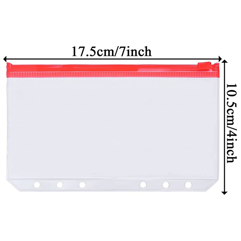 Túi đựng giấy tờ A6 6 lỗ có khóa kéo tiện dụng cho sổ tay cỡ A6