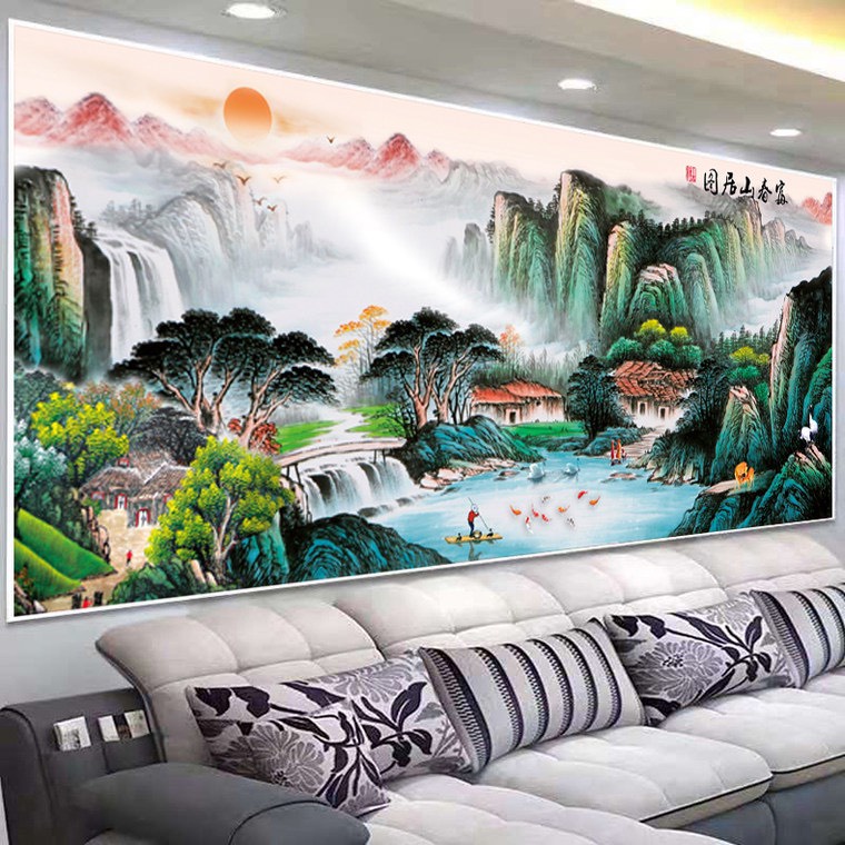 Tranh thêu chữ thập – Tranh phong cảnh Thủy Mặc 15
