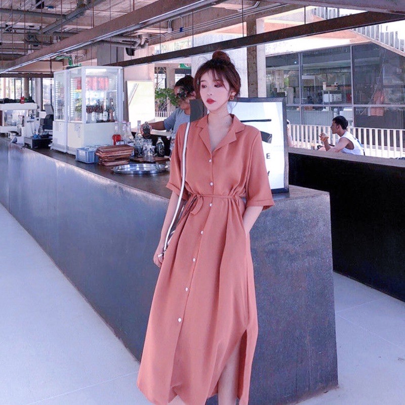 Đầm sm rêu form dài nút trắng (kèm hình thật) | BigBuy360 - bigbuy360.vn