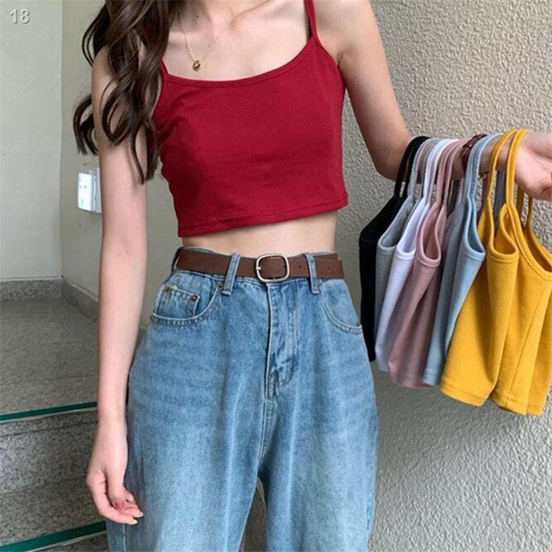 【2022】Summer ins style phiên bản Hàn Quốc áo vest nữ mỏng vừa vặn và sling Hồng Kông Kiểu dáng ngắn sang trọng có thể mặ