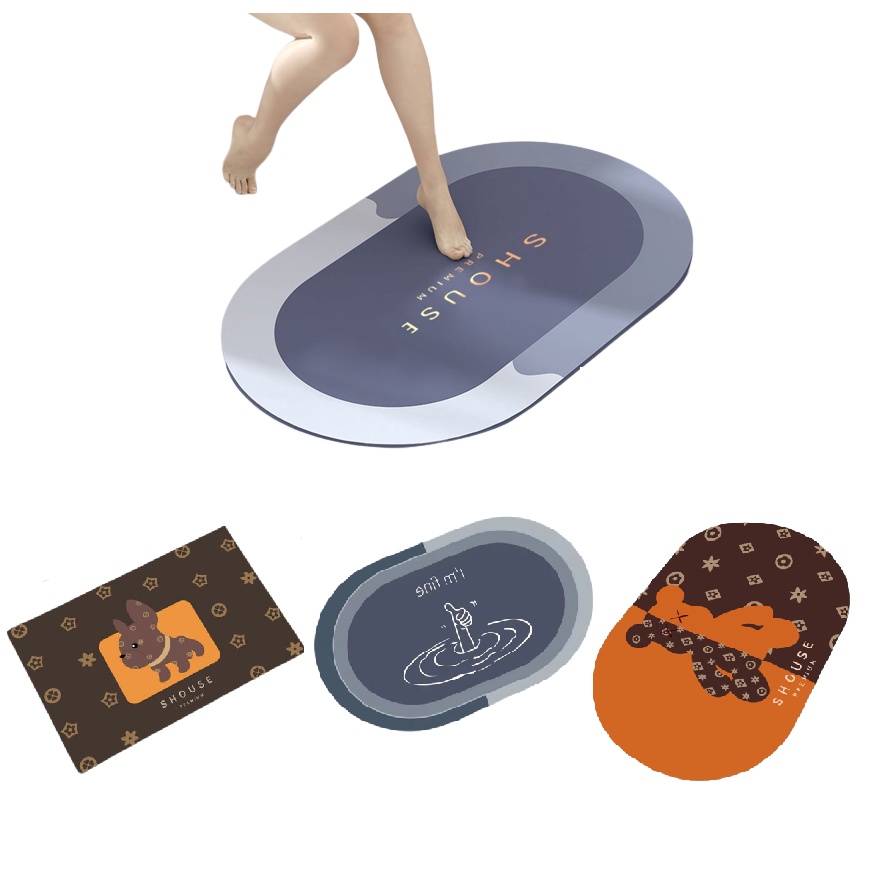 Thảm Lau Chân Silicon Siêu Thấm Chống Trơn Trượt An Toàn Cho Gia Đình Logo Họa Tiết Ngẫu Nhiên