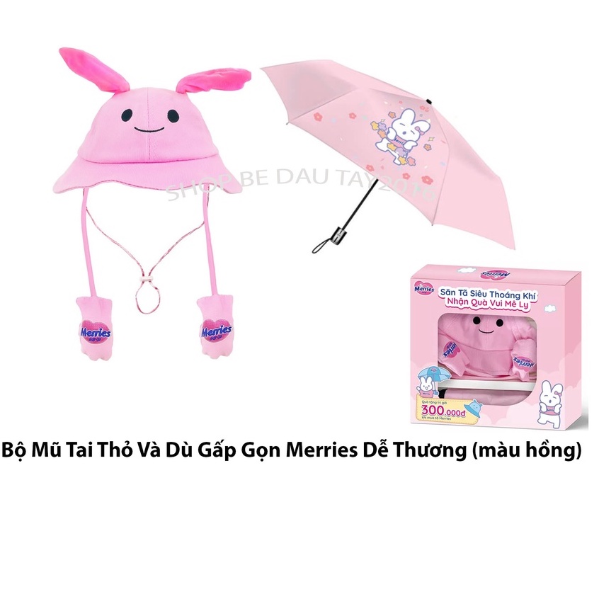 Bộ Mũ Tai Thỏ Và Dù Gấp Gọn Merries Dễ Thương
