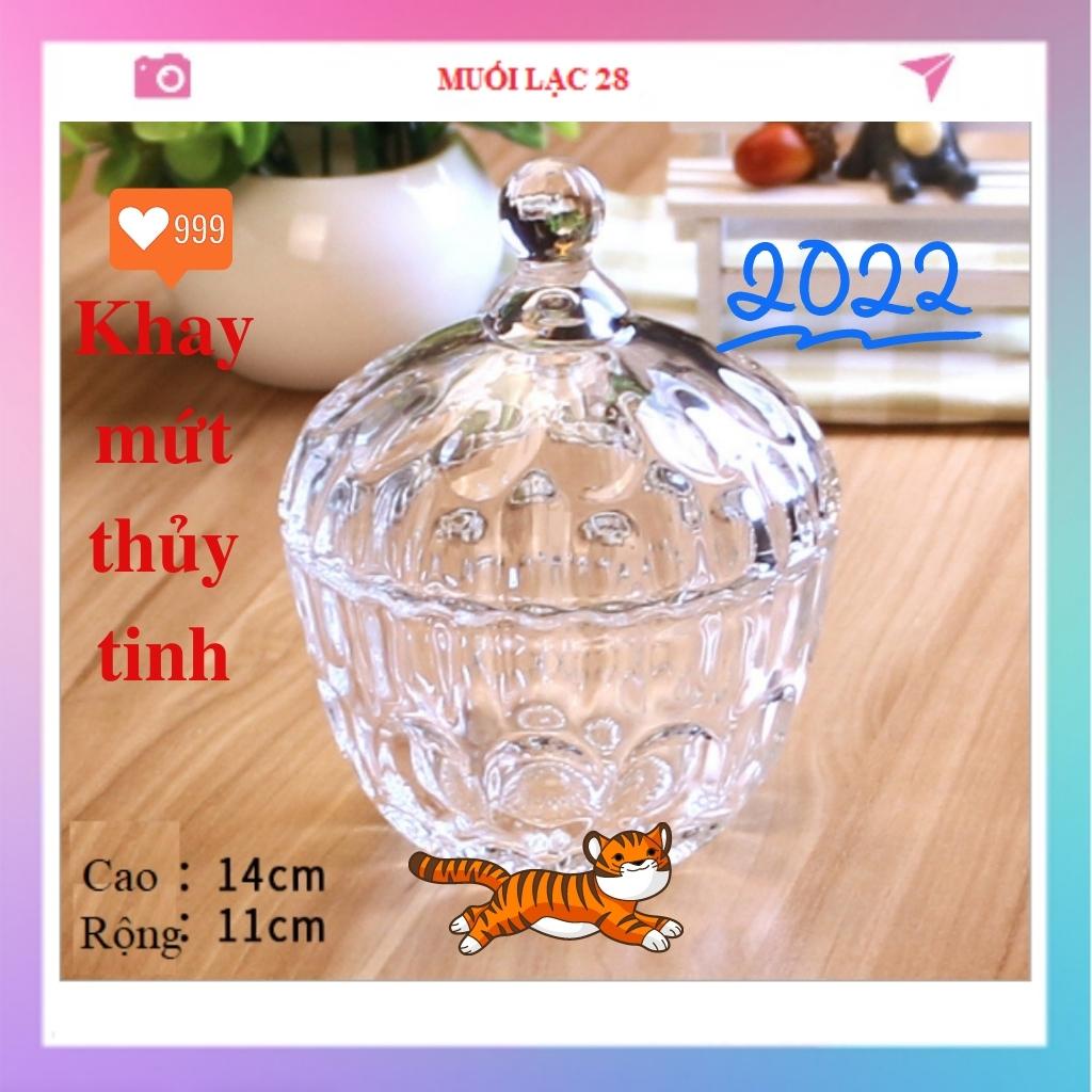 Khay Mứt Thủy Tinh Pha Lê Có Nắp Phụ Kiện Không Thể Thiếu Trong Ngày Tết