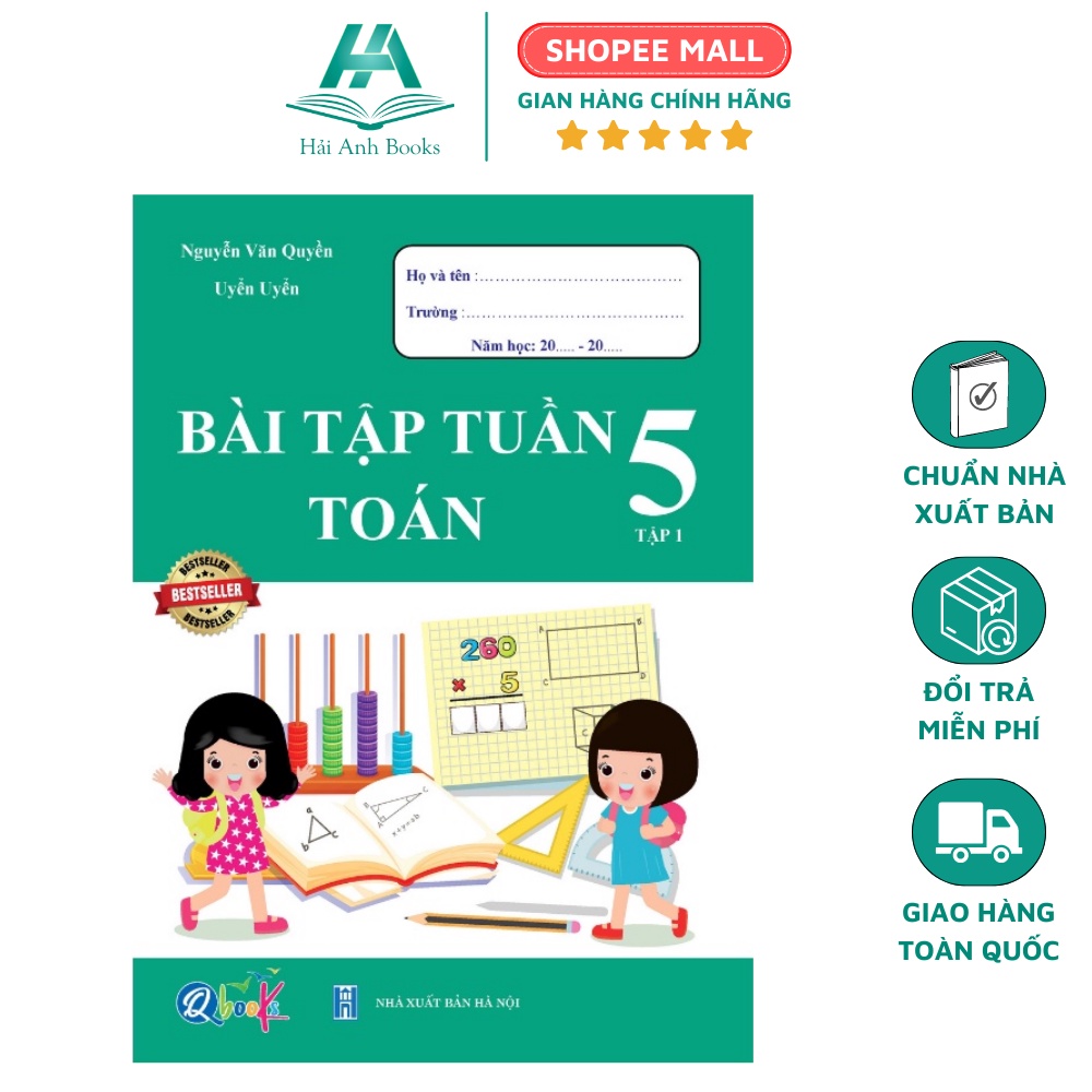Sách Bài tập tuần toán lớp 5 Tập 1 QBOOKS  Hải Anh Books