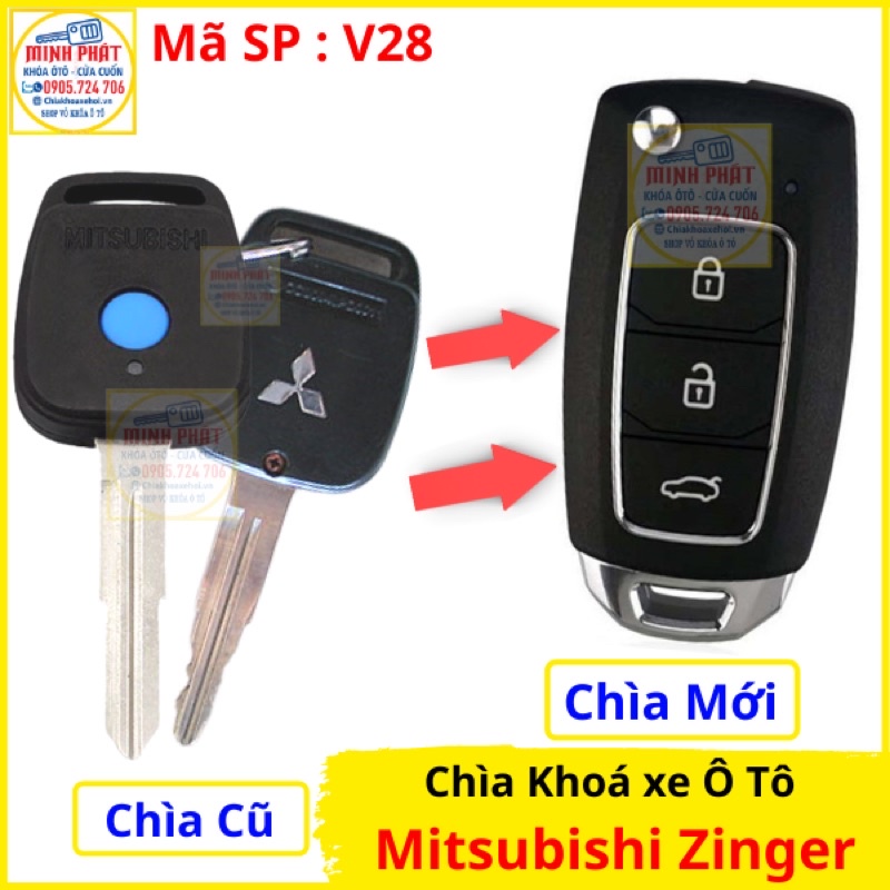 Làm Chìa khoá xe Ô tô Mitsubishi Zinger mẫu V28