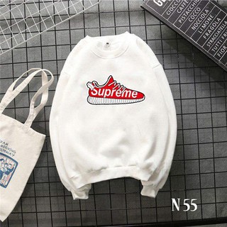 Áo sweater unisex tay dài họa tiết giày supreme