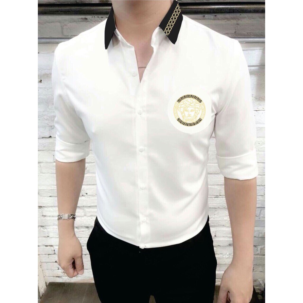 Áo sơ mi nam cao cấp mẫu mới_Đen/Trắng
