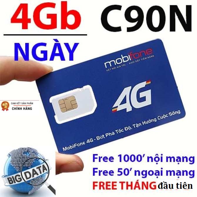 Sim 4G Mobifone C90N - C120N có 120GB/tháng giá rẻ, dùng đăng ký gói nghe gọi miễn phí không giới hạn