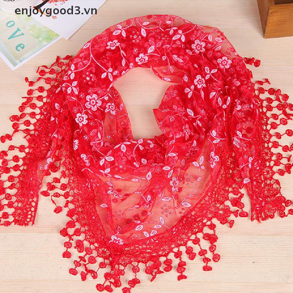 Khăn quàng cổ hình tam giác phối ren hoa thời trang dành cho nữ