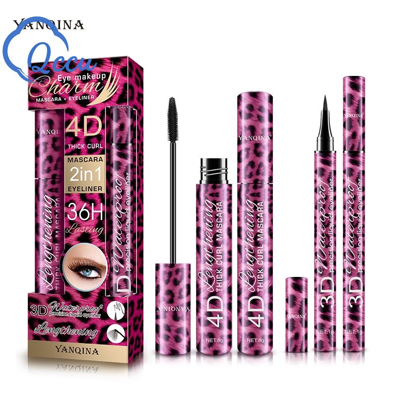 Bộ mascara và bút kẻ mắt 4D YANQINA chống nước chống mồ hôi không lem | BigBuy360 - bigbuy360.vn