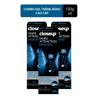 Combo 3 Kem đánh răng dạng GEL Close up Trắng răng Diamond Attraction 100g/hộp