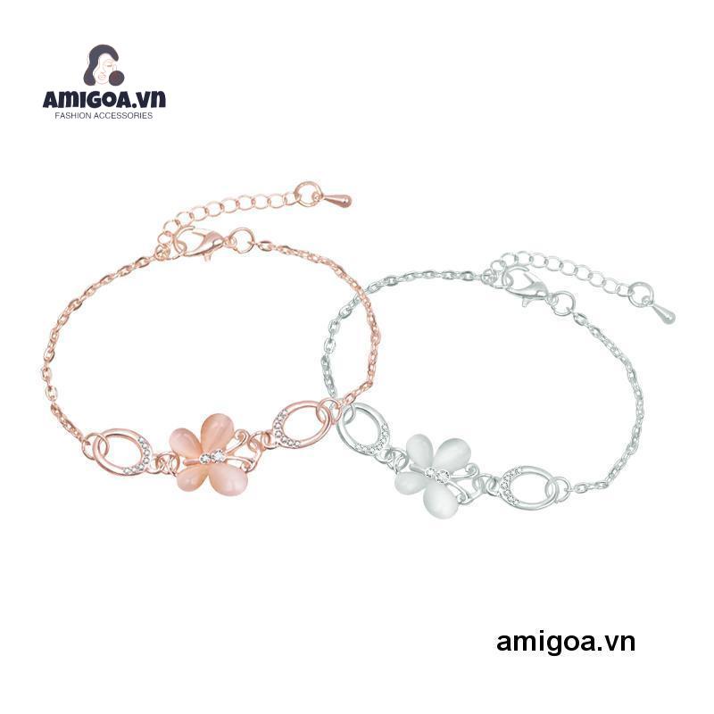 Vòng Tay Mạ Vàng Hồng Đính Hoa Và Bướm Phong Cách Hàn Quốc Đơn Giản Cho Nữ