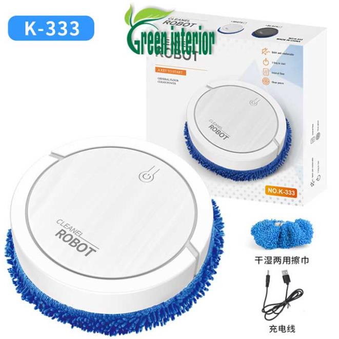 Robot hút bụi lau nhà tự động, robot mini lau sàn nhà thông minh 2 tính năng lau khô ướt dùng pin sạc K333
