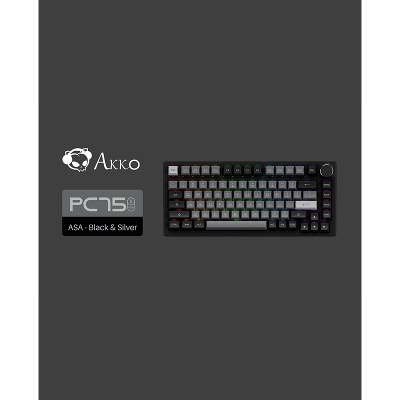 Bàn phím AKKO PC75B Plus Black & Silver (Bluetooth 5.0 / Wireless 2.4Ghz / Hotswap / Foam tiêu âm / 