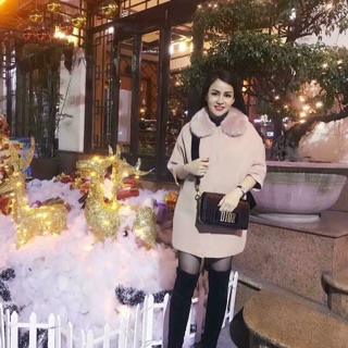 Áo len ép cổ lông