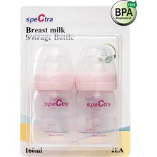 Bộ 2 bình trữ sữa cổ rộng 160ml + 2 núm ti size M (cho bé từ 3 đến 7 tháng tuổi) không BPA SPECTRA (Hàn Quốc)