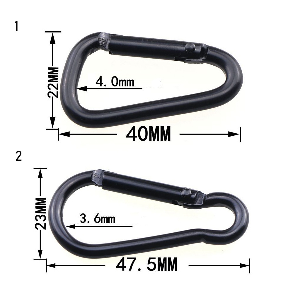 Set 3/6/9 móc khóa chữ D bằng hợp kim nhôm màu đen tiện dụng cho dã ngoại