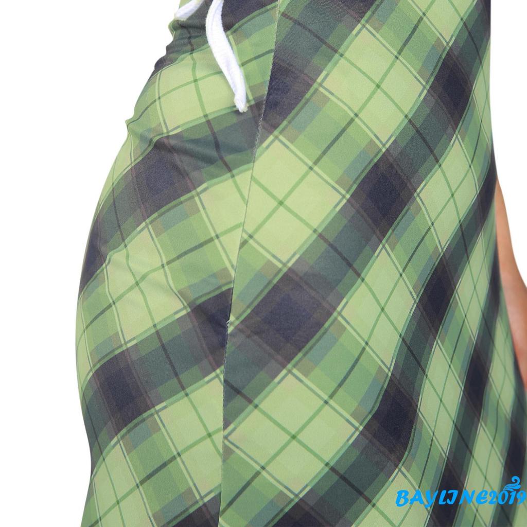 BAY-Women´s Bodycon Midi Skirts, Plaid Print High Waist Knee Length Stretch Long Skirt